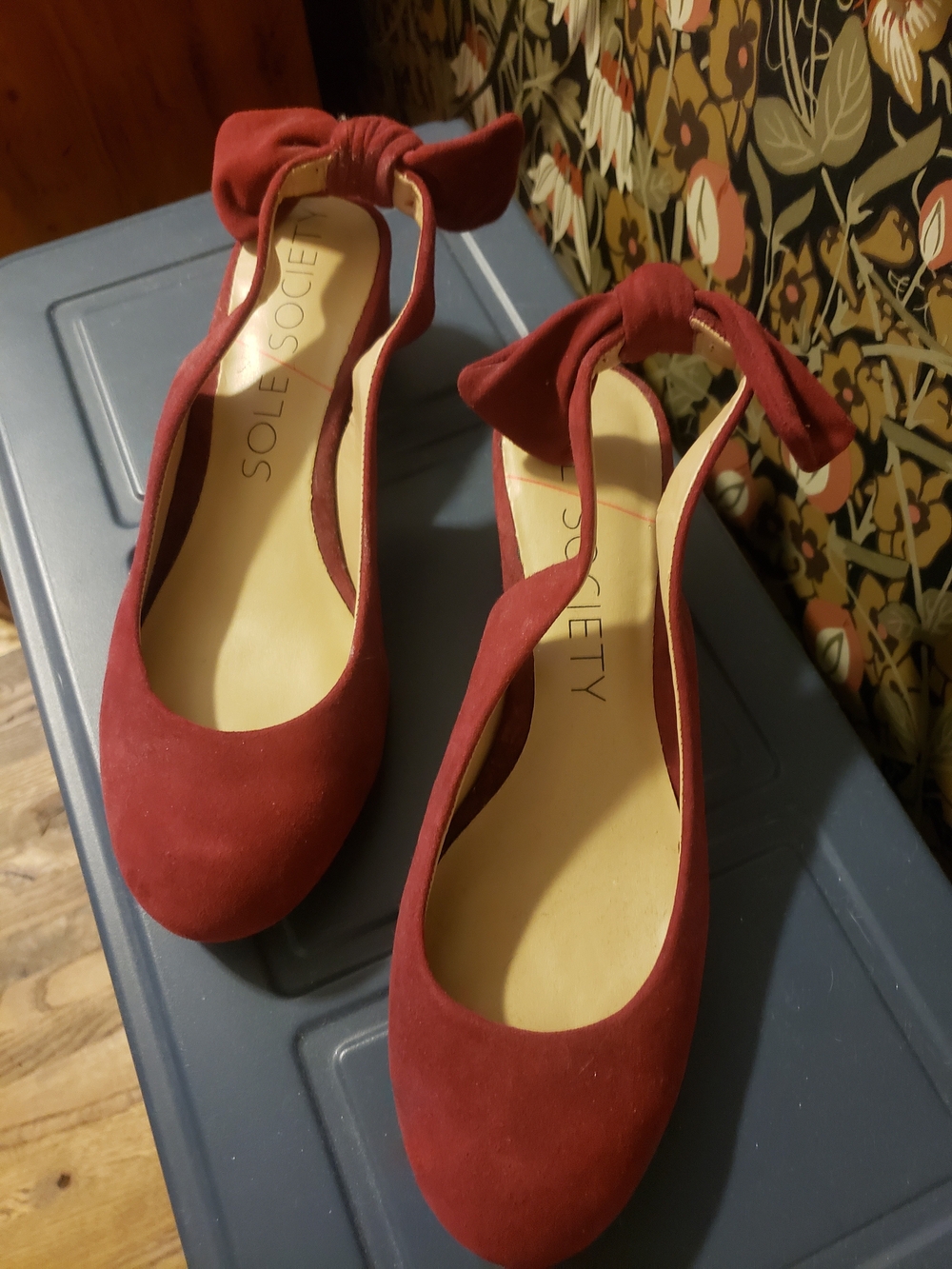 Sole Society Women's Red Bow Slingback Flats